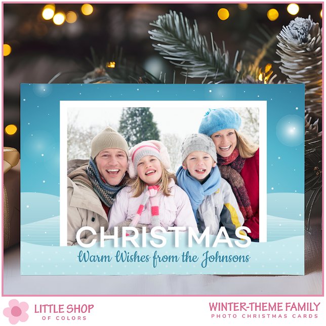 Personlig familjefoto för snöig vinterdag julkort (Skapare uppladdad)