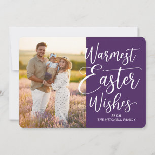 Personlig familjefoto Glad påsk mörklila Julkort
