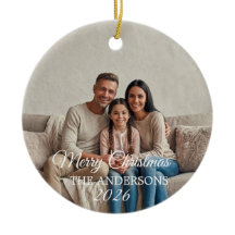 Personlig familjefoto God Jul-ornament