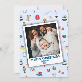 Personlig familjefoto inramad söt jul julkort