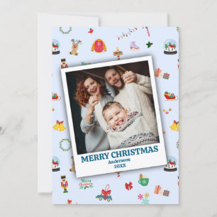 Personlig familjefoto inramad söt jul julkort