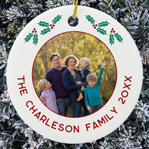 Personlig familjefoto Namn År Julmistrlar Julgransprydnad Keramik