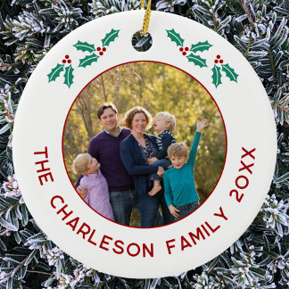 Personlig familjefoto Namn År Julmistrlar Julgransprydnad Keramik