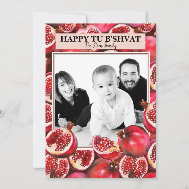 Personlig familjefoto Pomegranate Tu B'shvat  Julkort (Framsida)