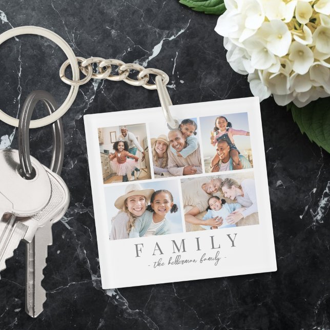 Personlig familjefotocollage (Personalized Family Photo Collage Keychain)