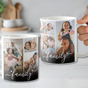 Personlig familjefotocollage kaffemugg