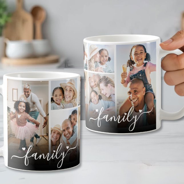 Personlig familjefotocollage kaffemugg (Personalized Family Photo Collage Coffee Mug)