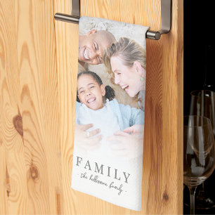 Personlig familjefotocollage kökshandduk