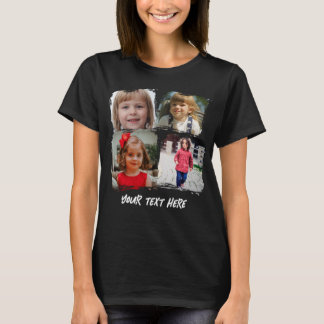 Personlig familjefotocollage med anpassad textpres t shirt