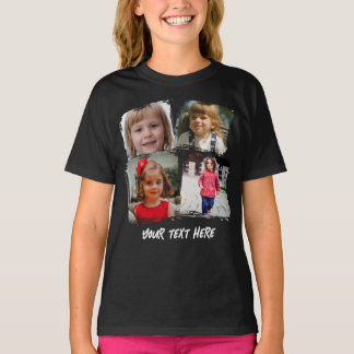 Personlig familjefotocollage med anpassad textpres t shirt