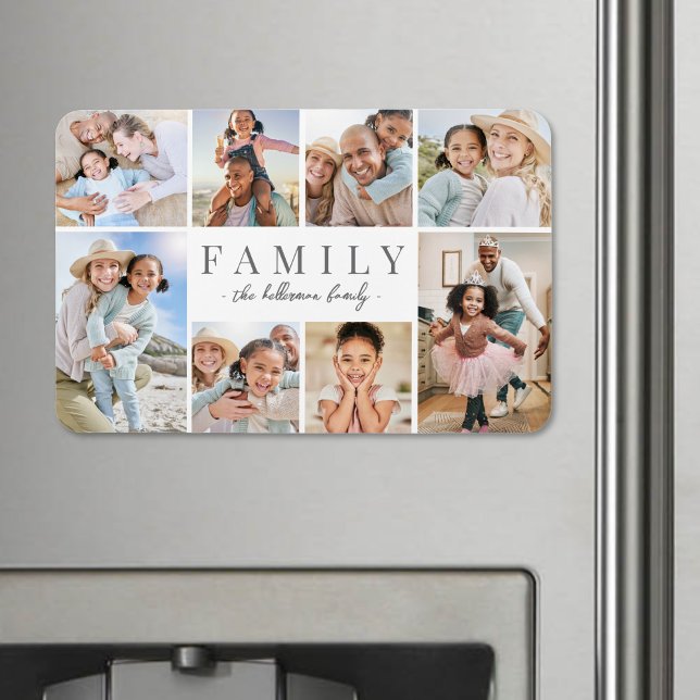 Personlig familjefotocollage med namn magnet (Personalized Name Family Photo Collage Magnet)
