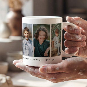 Personlig familjefotocollage & namngåva kaffemugg
