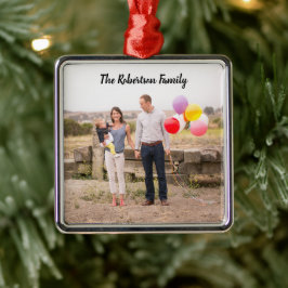 Personlig familjefotoornament julgransprydnad metall