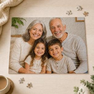 Personlig familjefotopussel för mor- och farföräld pussel