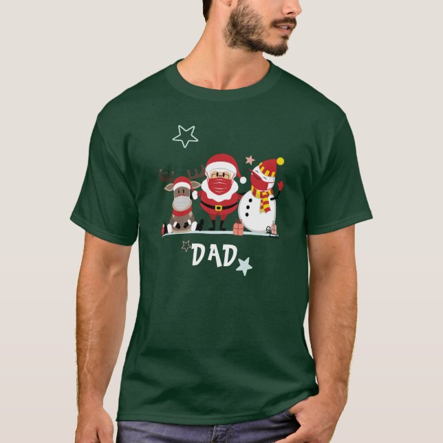 Personlig Familjejul Helgdag Pappa T Shirt (Framsida)