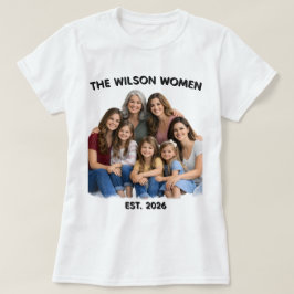 Personlig familjekvinnor-foto, namn & år anpassat t shirt