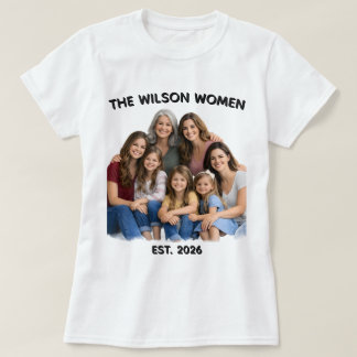 Personlig familjekvinnor-foto, namn & år anpassat t shirt