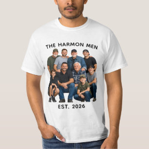 Personlig familjemän foto, namn & år anpassad t shirt