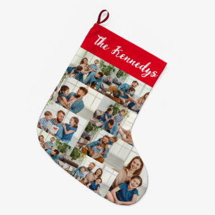 Personlig Familjenamn & Foto Collage Jul Stor Julstrumpa