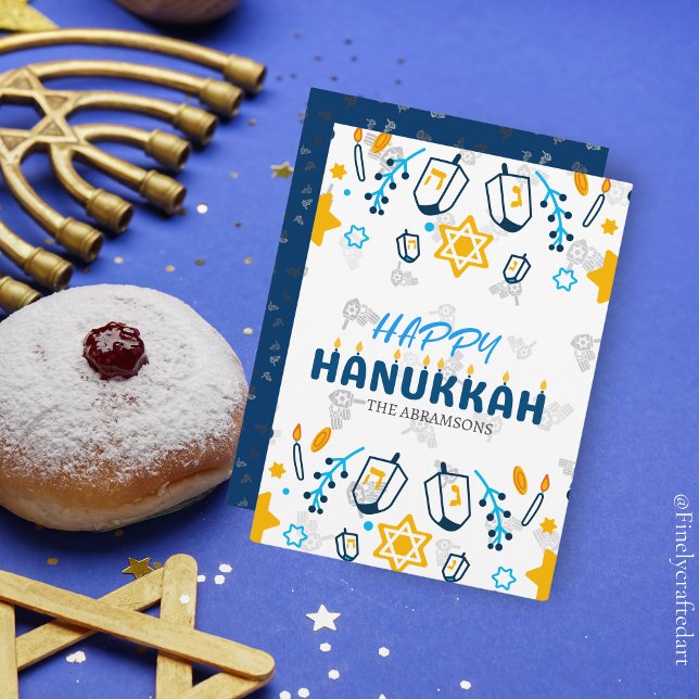 Personlig Familjenamn Glad Hanukkah Julkort (Skapare uppladdad)