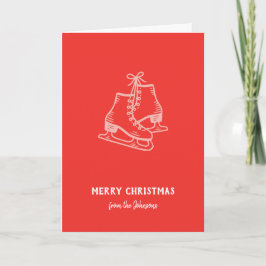 Personlig Familjenamn God Jul Skridskor Kort