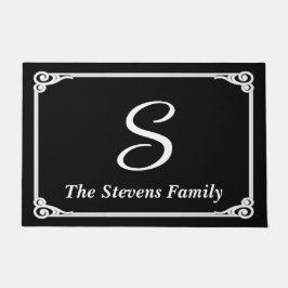 Personlig familjenamn & initial dörrmatta • Svart