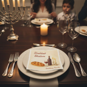 Personlig Familjenamn Shabbat Shalom Pappersservett
