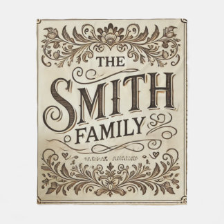 Personlig familjenamnsfilt – Minimal Neutral Fleecefilt