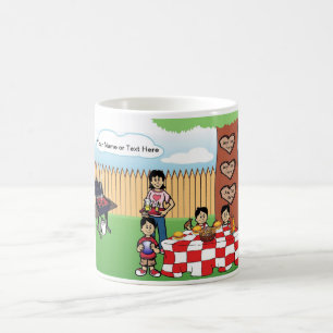 Personlig-familjens BBQ,Single Mamma, 3 boys Teckn Kaffemugg