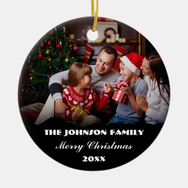 Personlig-familjens fotojulprydnad julgransprydnad keramik (Framsidan)