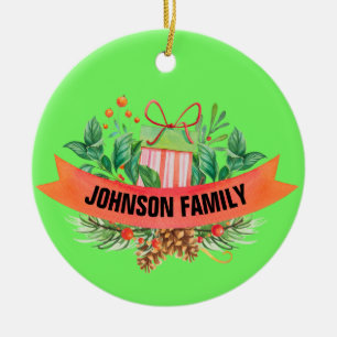 Personlig-familjens fotojulprydnad julgransprydnad keramik