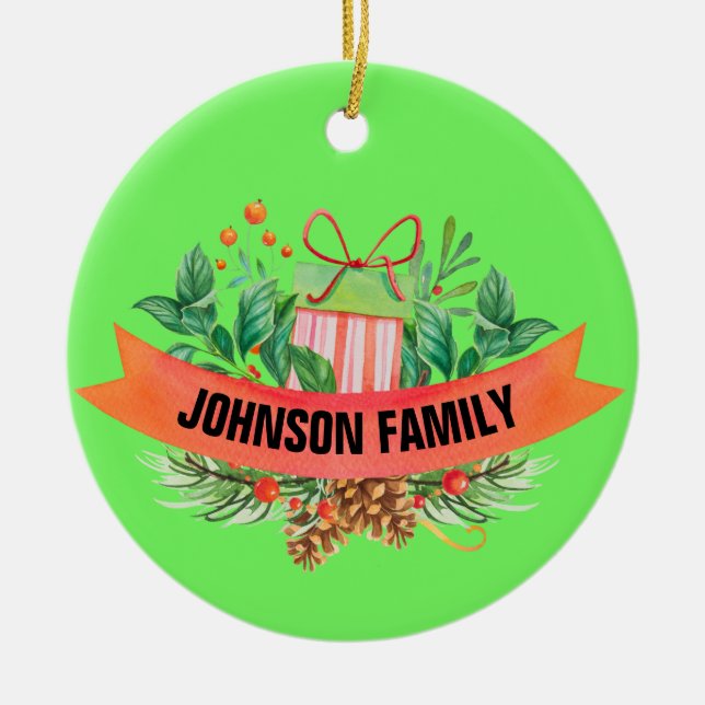Personlig-familjens fotojulprydnad julgransprydnad keramik (Framsidan)