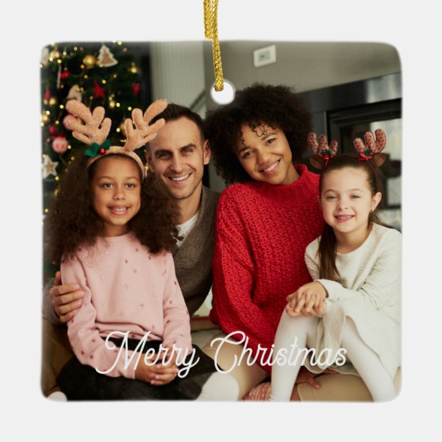 Personlig-familjens fotojulprydnad julgransprydnad keramik (Framsida)