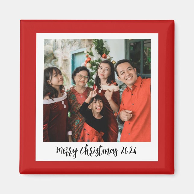 Personlig-familjens fotominnesmärke julklapp magnet (Framsidan)