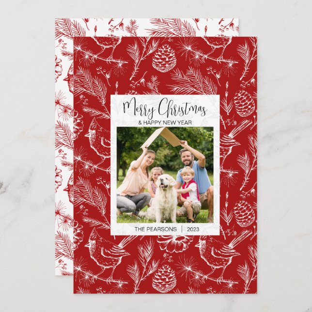 Personlig-familjens fotopatal julkort (Fram/baksida)