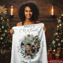 Personlig Familjens julkrans Fleecefilt