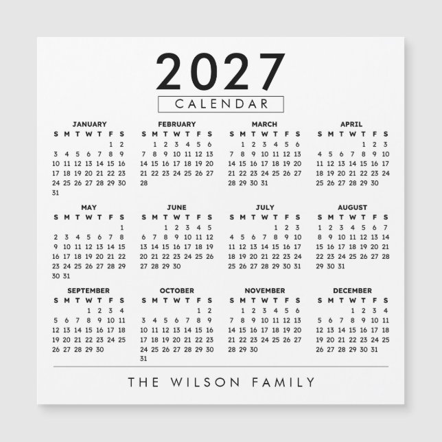 Personlig Familjeväggskalender 2027 (Framsida)