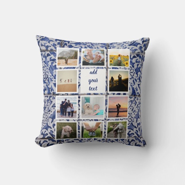 Personlig Family 11 Photo Anpassningsbar Collage Kudde (Framsida)