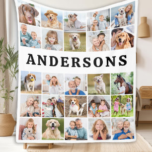 Personlig Family 25 Photos Collage Cute Simple Fleecefilt