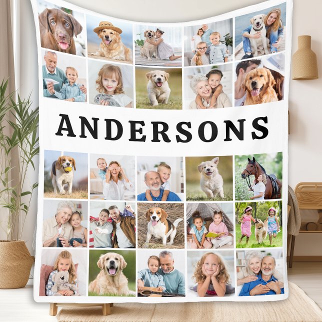 Personlig Family 25 Photos Collage Cute Simple Fleecefilt (Skapare uppladdad)