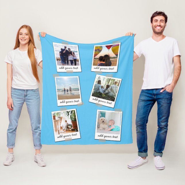 Personlig Family 6 Foto Anpassningsbar Collage Fleecefilt (På plats)