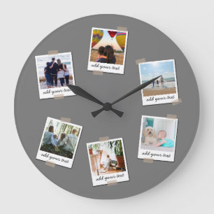 Personlig Family 6 Foto Anpassningsbar Collage Stor Klocka