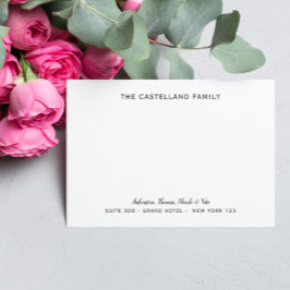 Personlig Family Adress Cursive Namn Grått Anteckningskort