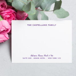 Personlig Family Adress Cursive Namn Lila Anteckningskort