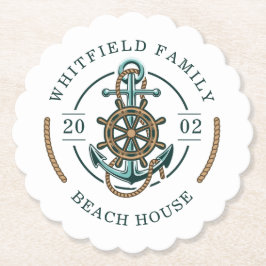 Personlig Family Beach House Anpassningsbar Nautic Underlägg Papper