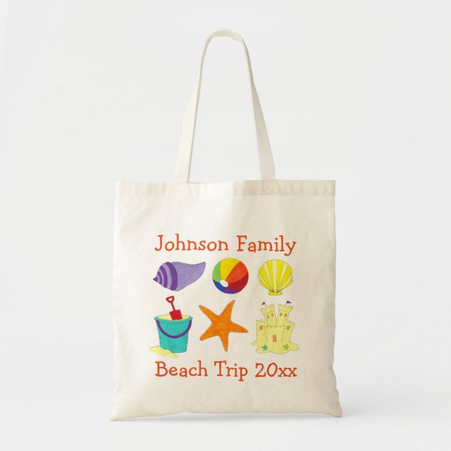 Personlig Family Beach Resa Sommar Vacation Bag Tygkasse (Framsidan)