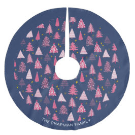 Personlig Family Blue & Rosa Julgran Julgransmatta Borstad Polyester