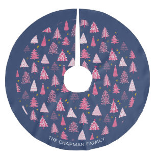 Personlig Family Blue & Rosa Julgran Julgransmatta Borstad Polyester