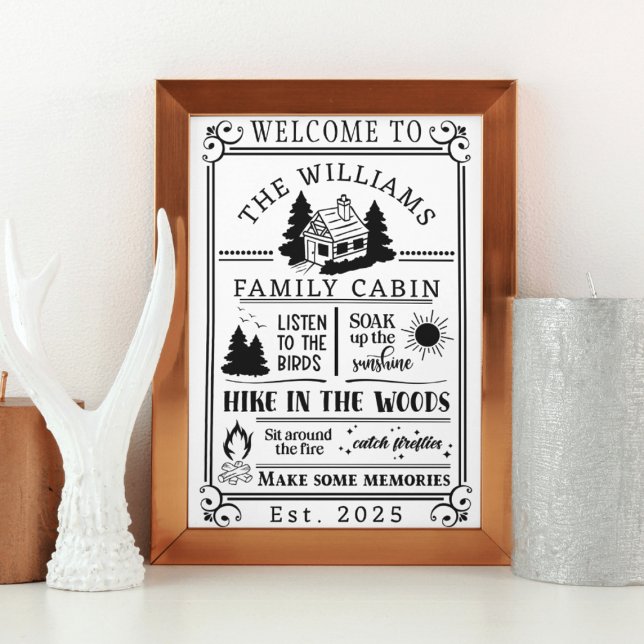 Personlig Family Cabin Regler Poster (Personalized Family Cabin Rules Poster
)