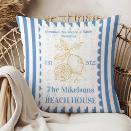Personlig Family Coastal Lemon Beach House Deco Kudde